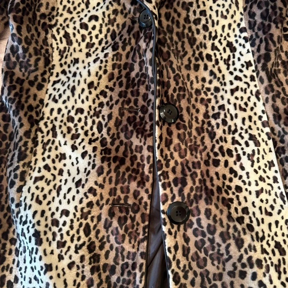 Ellen Tracy Brown Leopard Print Teddy Jacket - Picture 3 of 7